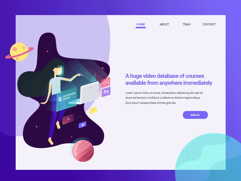 Flat style illustration for the homepage header