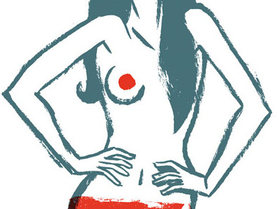 Red Circle dry brush nude woman
