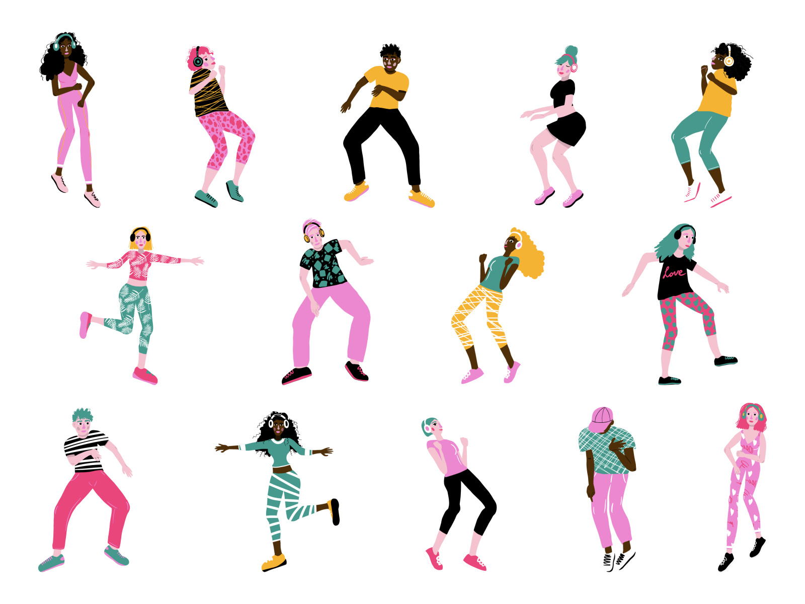 Dancing people by Jekaterina Artomonova on Dribbble