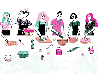 Cooking class vector illustration character chef class concept cook cooking food fresh gourmet people