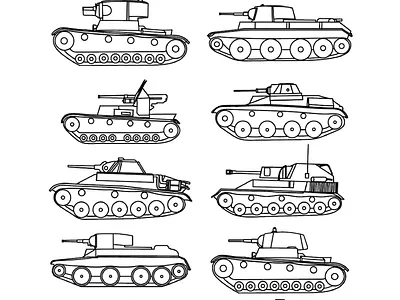 Russian Tanks Set 1 digitalart graphic design iconography icons illustration illustrator logo ui vector