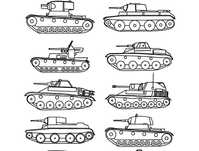 Russian Tanks Set 1 digitalart graphic design iconography icons illustration illustrator logo ui vector