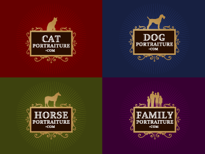 Portraiture Logos art cat colours dog family frame horse logo portraiture