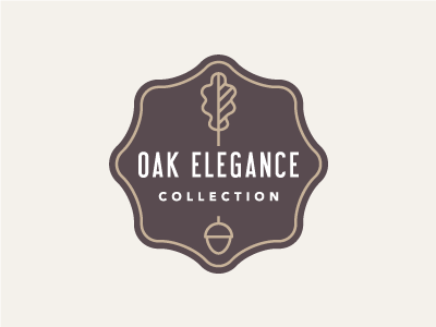 Oak Elegance acorn branding brown furniture gold label leaf logo oak