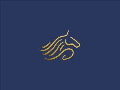 Rock Farm Stud abstract branding gold horse logo navy showjump sketch