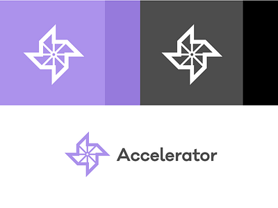 Accelerator accelerator logo pinwheel purple speed