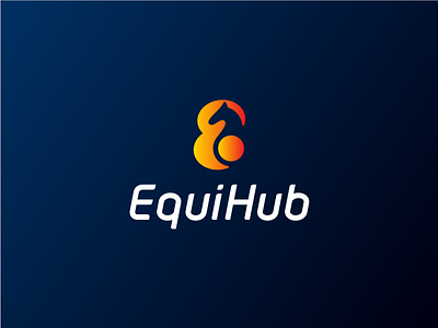 EquiHub abstract branding e geometric horse icon logo mark