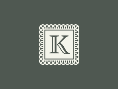 K Revised branding cream events identity k k squared lace logo pattern teal turquoise