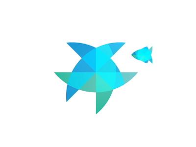 Piranha blue catch colour facets fish identity logo piranha water