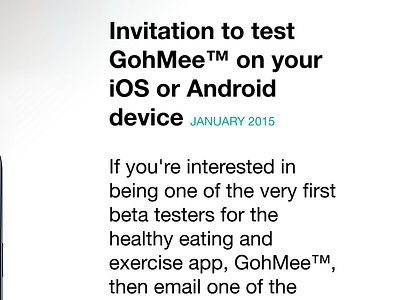 Invitation to Beta Test GohMee™ android app cards eating gohmee health ios lifestyle living new phone