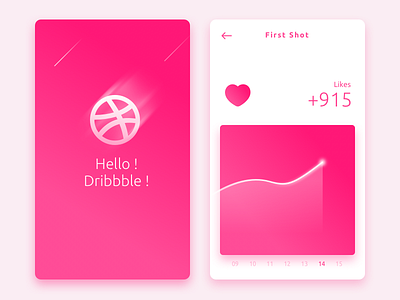 Hello Dribbble ! dribbble first heart likes shot ui