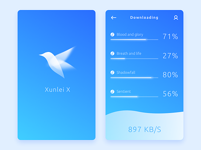 Xunlei X Downloader Concept bird blue downloader hummingbird music speed xunlei