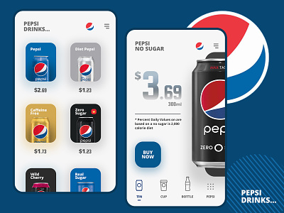 Pepsi Mobile App branding minimal mobile app mobile app design modern look typography ui uidesign uidesignchallenge uxdesign webapp webappdesign