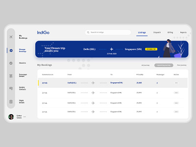 Indigo Manage Bookings Design