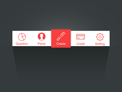 iOS 7 App Tabbar flat ios7 long shadow navigation red tabbar