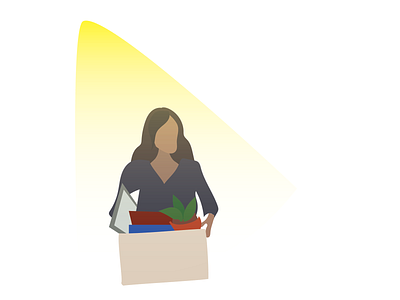 Spotlight on Employee Turnover drawing illustration light moving spotlight woman