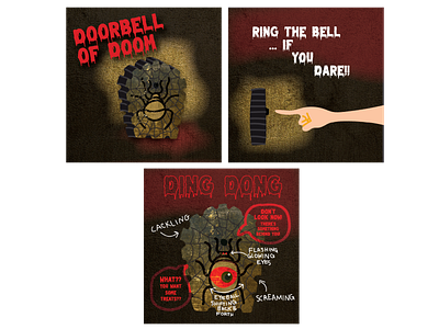 Haunted Doorbell illustration diaagram halloween illustration spooky