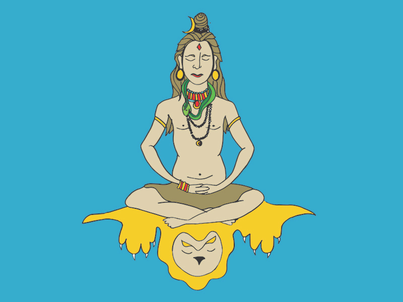 Shiva exercise drawing vector illustration god shiva