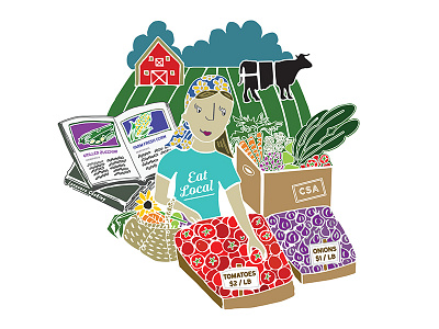 "Eat Local" Illustration for Edible Philly edible philly farm illustration local food locavore phily vegetables