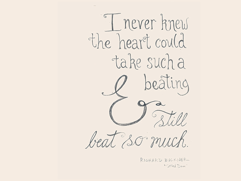 "Settled Down" typography quote cursive script song lyric handlettering