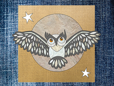 Gray Owl Illustration animal bird illustration moon owl spirit animal totem