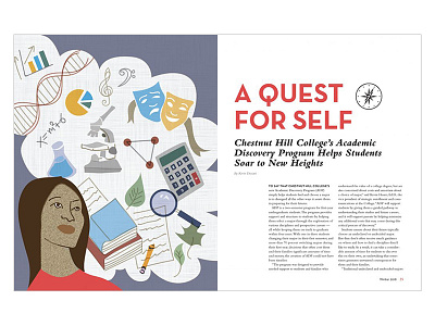 Quest for Self college design drawing higher education illustration layout magazine woman