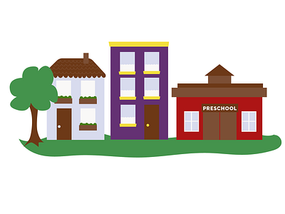 Community buildings community illustration neighborhood preschool