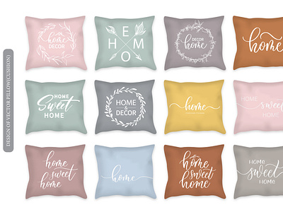 Home sweet home. Set of calligraphy design of pillow branding calligraphy cushion design illustration lettering logo pillow