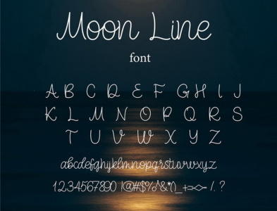 Moon Line Unique Monoline Script Font Description. font handdrawnfont lettering monoline
