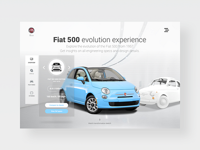 Fiat 500 evolution experience blue car design cars configurator digital design fiat 500 history interactions motion webdesign