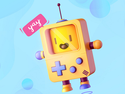 Cute tiny Gameboy 3d 3d art 3d artist blues buttons cartoon challenge cinema4d cute game gameboy redshift render retro smiley smooth weekend weekly weekly challenge yellow