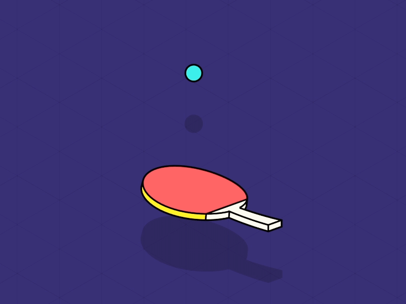 Ping pong paddle loop 2d style ball cartoon ping pong tennis tt