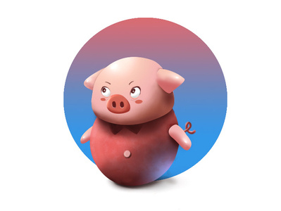 Mini Pig 2d art beginner blue cartoon cute cute animal design digital painting gloss illustration illustrator mini minimal paint photoshop pig piggy pink shiny