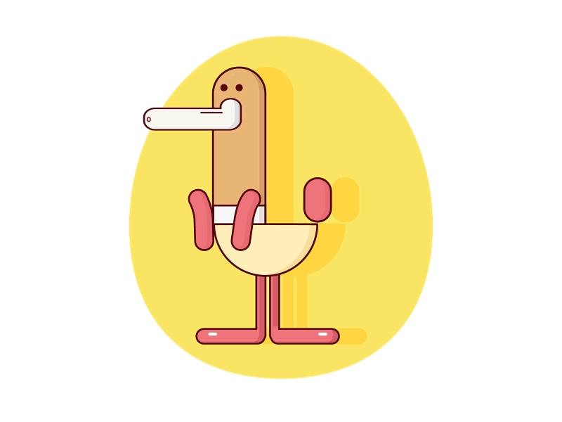 Whistling Ducky 2d 2d style animation art blink bounce cartoon cute duck gif happy illustration pink shadow whistle white yellow