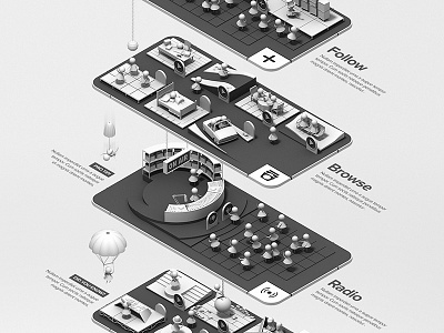 Spotify Tower 3d illustration infographic spotify