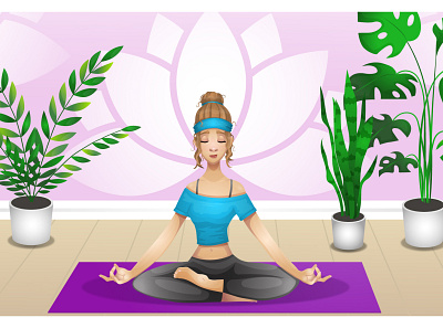 Yoga Girl adobe illustrator cartoon design fitness girl illustration meditation mood ui vector yoga