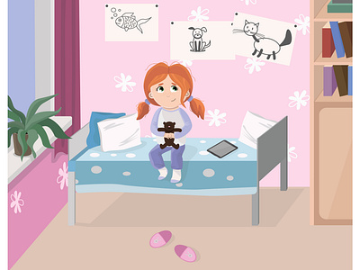 Illustration for Children`s book adobe illustrator children art children book children book illustration cute design flat girl illustration kid art lovely room vector