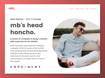 MBC's Head Honcho - Hero Section for the Big Boss Man about me about us adobe branding ceo clean concept creative dailyui design design agency designer minimal ui ui design ui ux ux web web design website