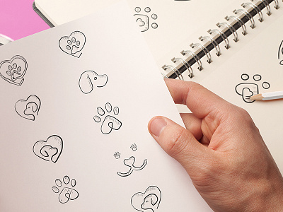 Puppy Love Pet Services Brand Identity Logo Exploration Sketches art brand brand identity branding branding agency concept creative design designer dog dog art draw draw drawing identity logo logo design logo maker logo mark pets sketch