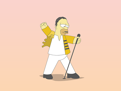 Homer Simpson x Freddie Mercury adobe animation art cartoon concept creative design designer freddie mercury graphic design graphicdesign homer homer simpson illustration music musician queen simpsons television vector