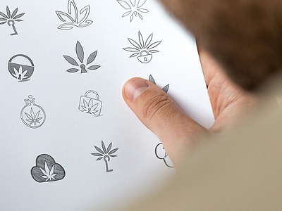 Marijuana Tamper Evident Packaging Logo Exploration Sketches