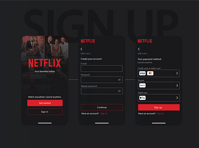 Sign up branding design identity netflix sign up signup ui ux vector