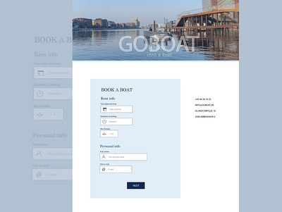 Goboat website - booking book booking contact design flat form ui ux web webpage website