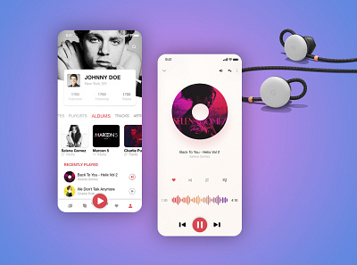 Music App User UI app design app screens media kit media player music music album music app music player social app ui design user profile ux design