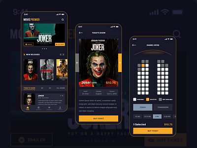 Movie Ticket App app app design cinema clean concept design ios minimal movie movie booking movie ticket ticket ui ui design ux ux design