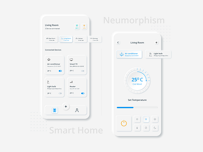 Smart Home - Neumorphism Soft UI Design app clean colors digital gradient iphone minimal mobile neumorphism round shadow skeuomorphic smart app smart home soft ui design ui ui design uiux