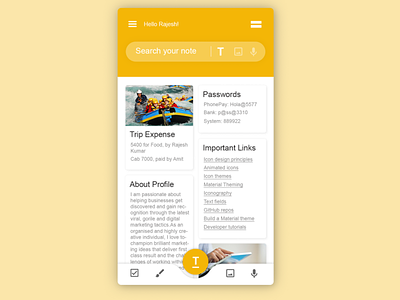 Google Keep Notes Mobile App Redesign app google google keep keep keep notes material notes ui ux yellow