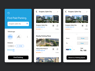 Find Paid Parking App app blue city interface paid parking parking uiux user experience ux user interface