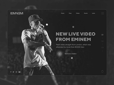 Hello Dribbble! | Eminem Concept concept dark design eminem first hellodribbble hiphop music style ui web