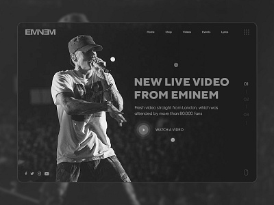 Hello Dribbble! | Eminem Concept concept dark design eminem first hellodribbble hiphop music style ui web
